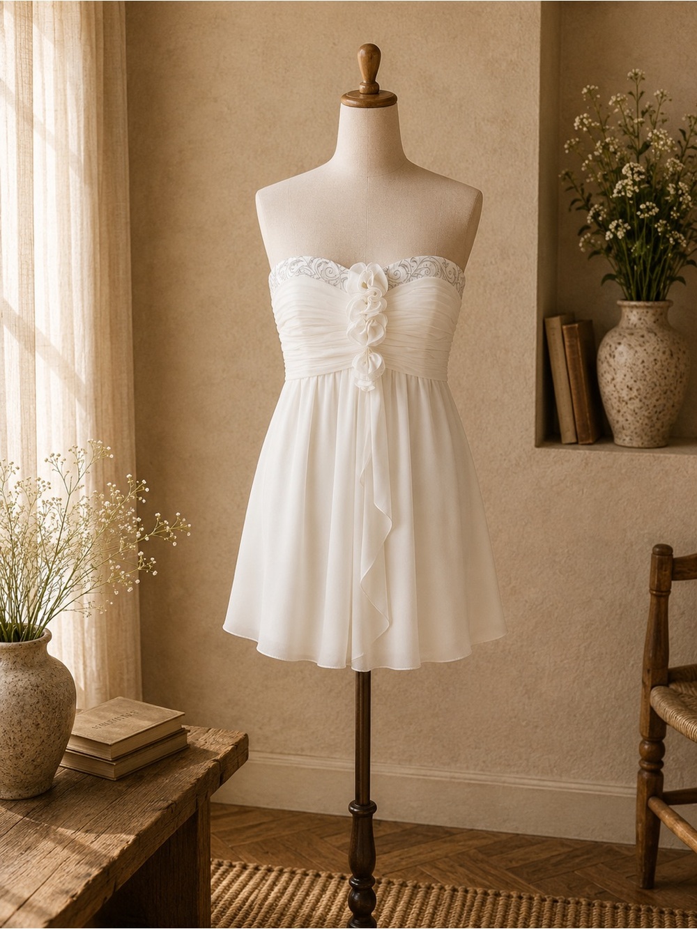 Vintage Decode 1.8 White Strapless Ruched Cocktail Wedding Dress Size 10